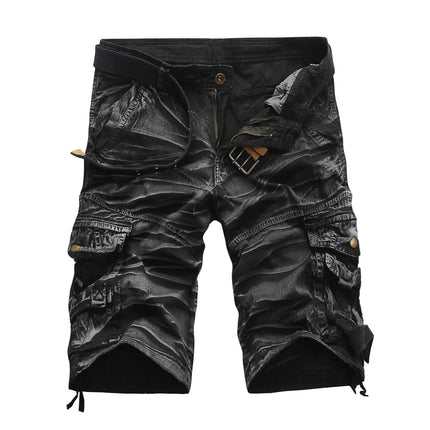 Men Solid Khaki Camo Cargo Shorts