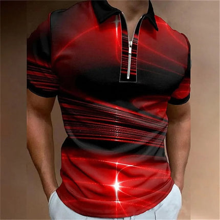 Men Turn-Down Zipper Polo Shirts