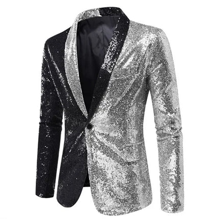 Men Plaid Sequin 3D Party Blazer