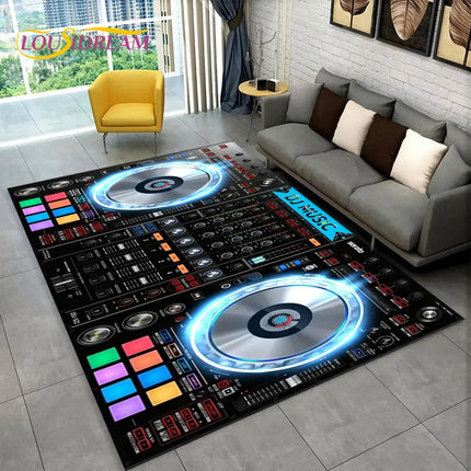 3D DJ Music Keyboard Living Area Rugs