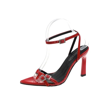 Women 2024 Red Black Gladiator Pumps