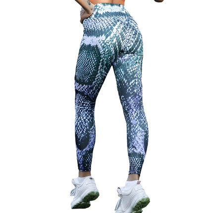 Women Snakeskin Elastic 3D Fitness Leggings