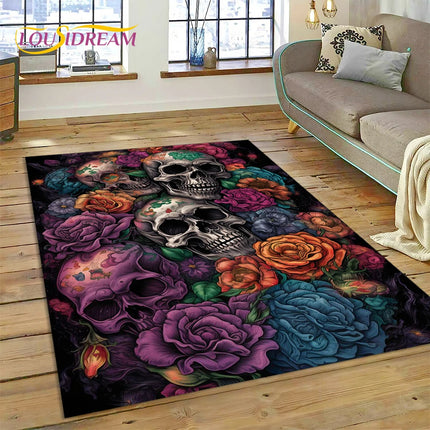 Home Cartoon Skull Gothic 3D Area Rugs