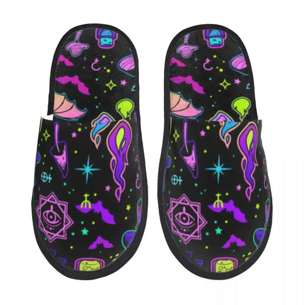 Men Indoor Neon Witchy Halloween Slippers