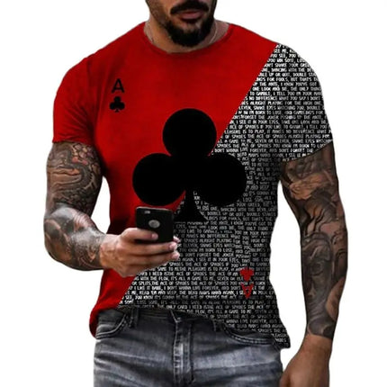 Men 3D Ace Poker Playing Cards Shirts