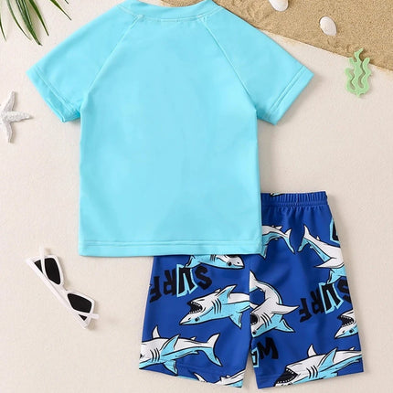 Baby Boy 2pc Blue Shark Animal Swimwear Set