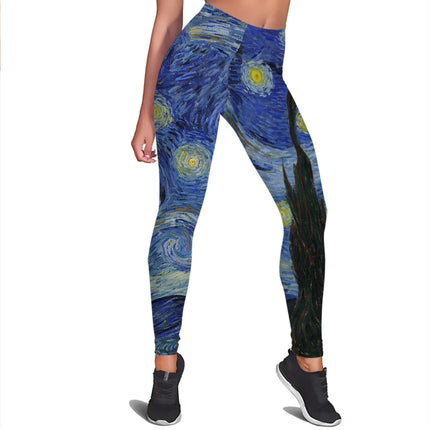 Women Van Gogh Starry Sky 3D Yoga Fitness Leggings