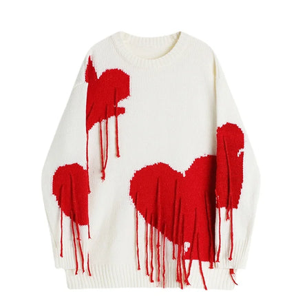 Women Heart Fashion Tassel Long Sweater