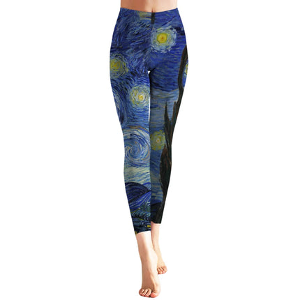 Women Van Gogh Starry Sky 3D Yoga Fitness Leggings