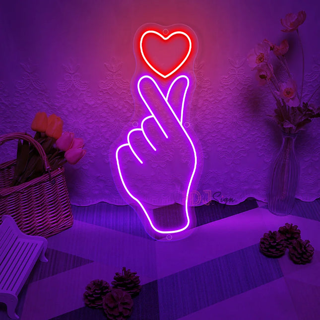 Hand Heart Gesture LED Neon Sign