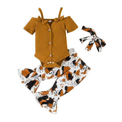 Baby Girl Cow Camisole 3pc Infant Toddler Set