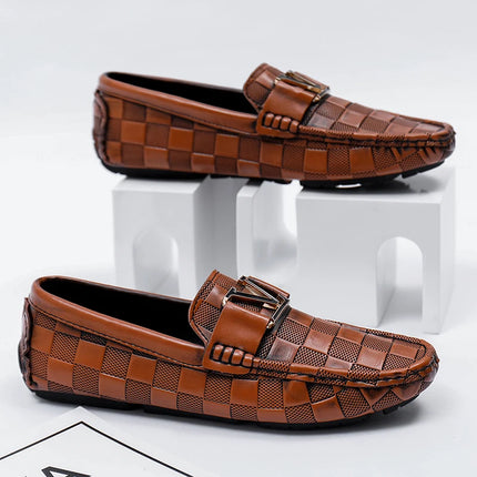 Men Leather Business Casual Crocodile-Pattern Loafers