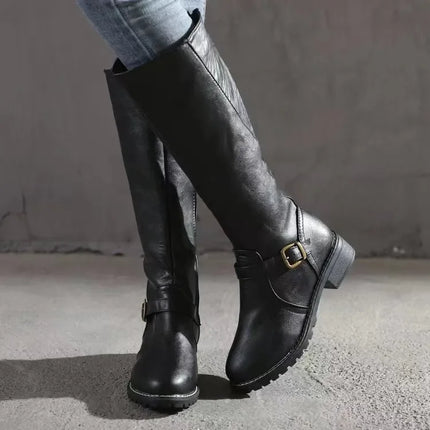 Women Knee High Low Heel Western Boots