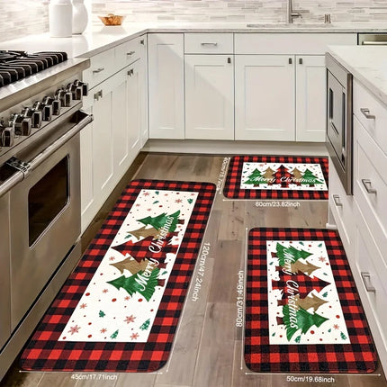 Home Seasonal Christmas Red Plaid Floor Mat