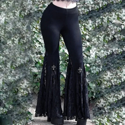 Women Gothic High Waist Flared Pants - Mad Fly Essentials