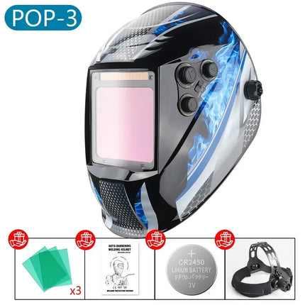 Solar Auto-Darkening 100*97mm Large View Welding Mask