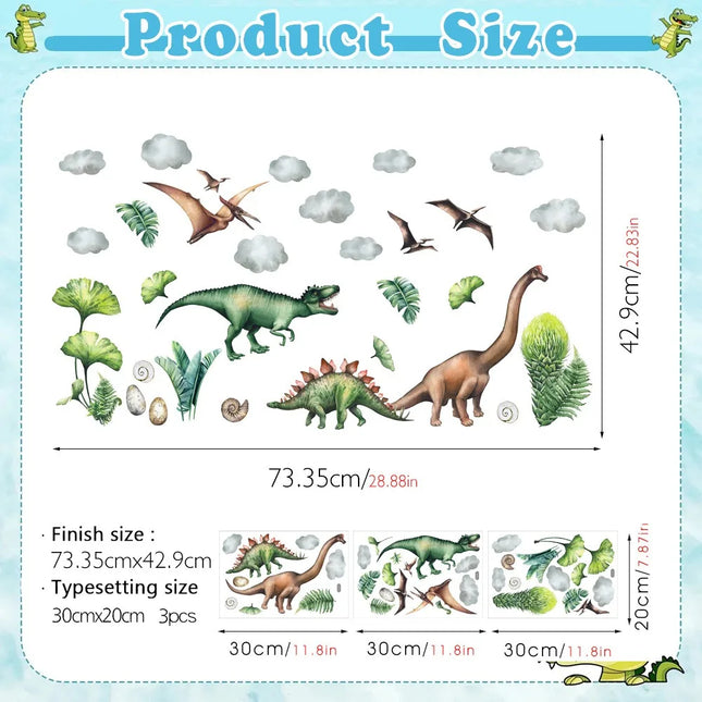 3D Luminous Cartoon Dinosaur Wall Sticker.