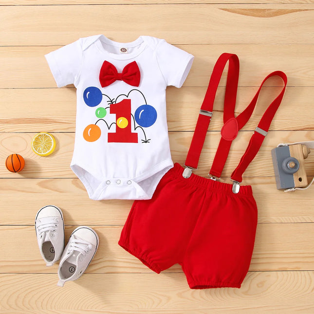 Baby Boy Birthday 1 Short Suspender Outfit Sets