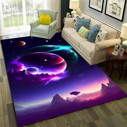 Kids Room 3D Universe Galaxy Living Area Rug.