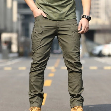 Men Tactical Slim Fit Black Green Cargo Pants
