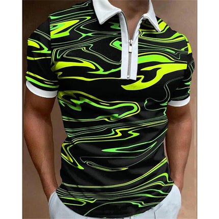 Men Turn-Down Zipper Polo Shirts