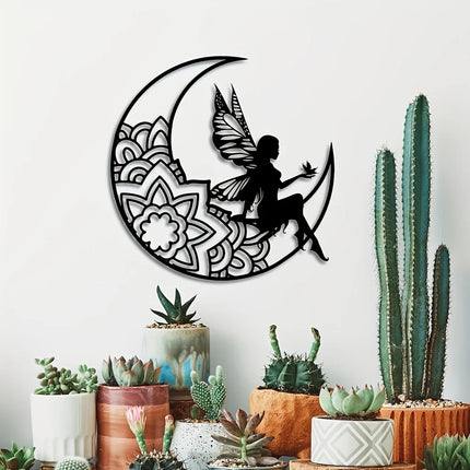 3D Moon Fairy Metal Wall Art