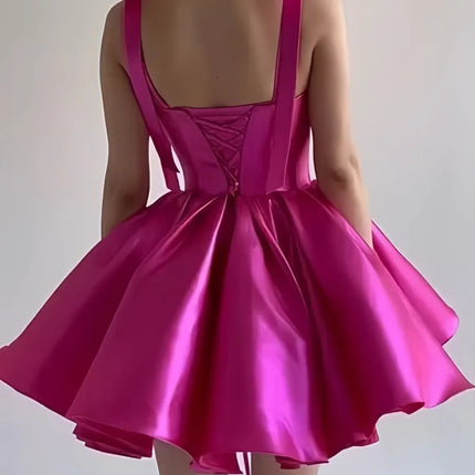 Women Mini Sweetheart Satin Evening Dress