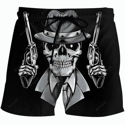 Men Funny Skull 3D Boardshorts