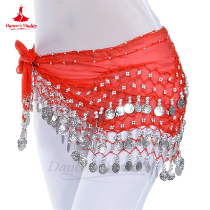 Women Chiffon Gold Belly Dance Costume Scarf