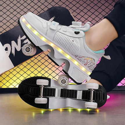 Girl USB Charging LED Rainbow Skate Shoes