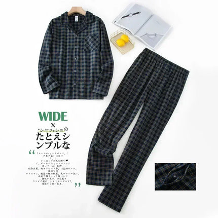 Men Home Suits Star Plaid Pajama Sets