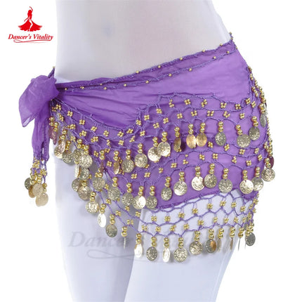 Women Chiffon Gold Belly Dance Costume Scarf