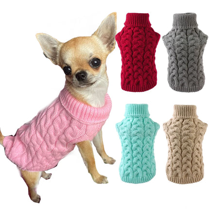 Pet Dog Solid Knitted Winter Sweater