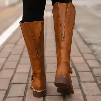 Women Knee High Low Heel Western Boots