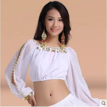 Women Belly Dancing Sequin Half Sleeve Tops