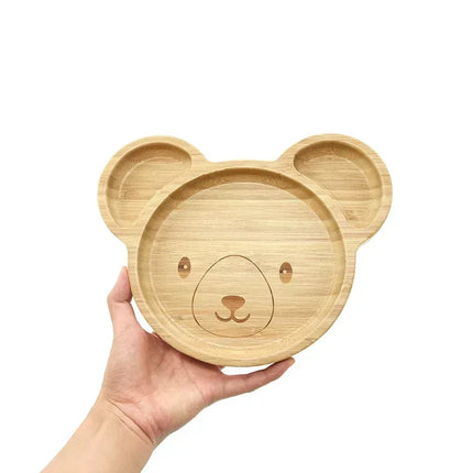 Eco-Friendly Baby Food Wooden Animal Dinner Tray Set