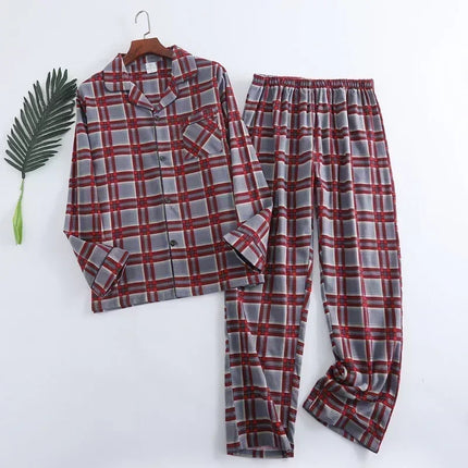 Men Home Suits Star Plaid Pajama Sets