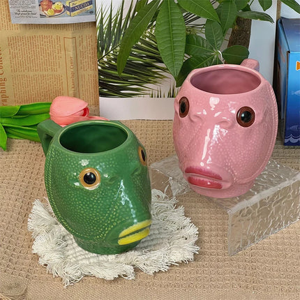 Funny Ceramic Greenhead Fish Coffee Mug