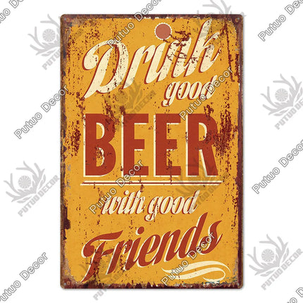 Save Water Drink Beer Vintage Sign Decor