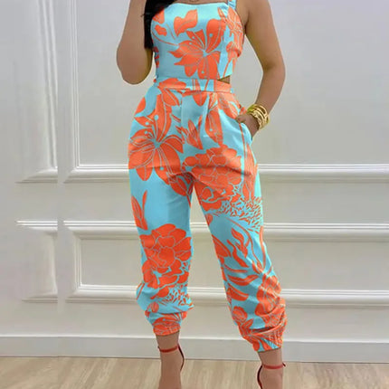 Women Backless Blue Bow Casual Jumpsuit