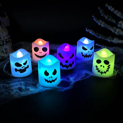 6pc Halloween Led Ghost Pumpkin Candle Light