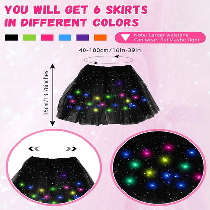 Women Girls LED Tulle Luminous Party Tutu Fairy Dress