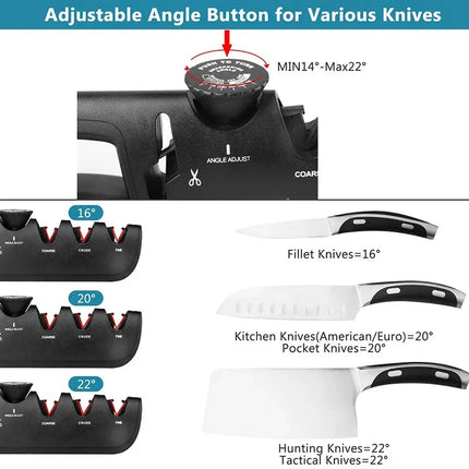 Kitchen Angle Adjustable 4 Stage Scissor Knife Sharpener