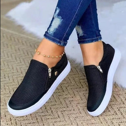 Women British Style Denim Round Toe Sneakers