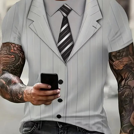 Men Fashion 3D Short Suit Graphic Shirts