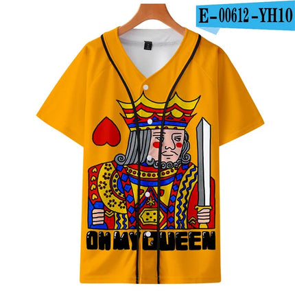 Men Poker Party 3D KING QUEEN Baseball Jersey Summer Tees