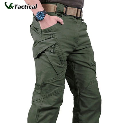 Men Tactical Slim Green Khaki Cargo Pants