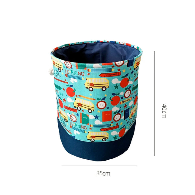 Foldable Laundry Basket Canvas Cartoon Nursery Hamper