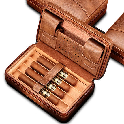 Portable Humidor Cigar Leather Travel Case