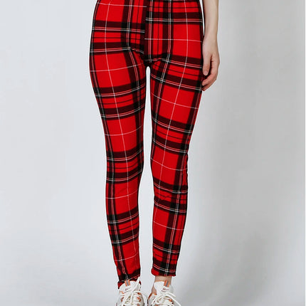 Women High Waist Vintage Houndstooth Leggings